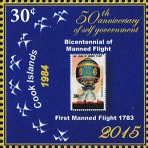 Stamp, Bicentennial of manned flight, Cook Islands,  