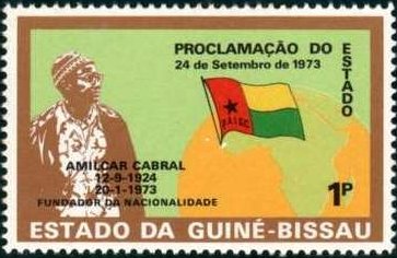 Stamp, Map of Africa and Flag, Guinea-Bissau,  