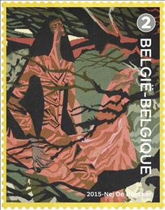 Stamp, Tapestry: Liliane Badin "The Storm", 1963, Belgium,  , Art