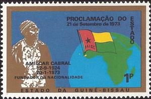 Stamp, Map of Africa and Flag, Guinea-Bissau,  