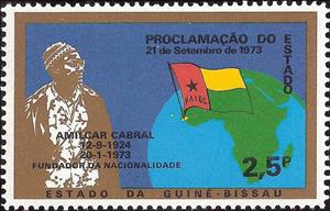 Stamp, Map of Africa and Flag, Guinea-Bissau,  