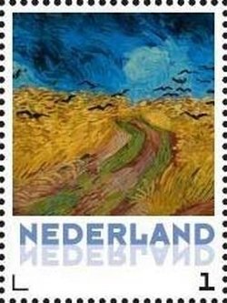 Stamp, Vincent van Gogh: Wheatfield with crows, Netherlands,  , Landscapes, Paintings, Art