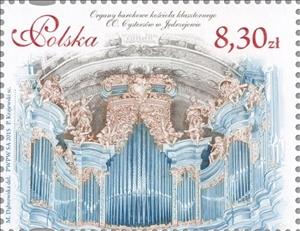 Stamp, Baroque organ in the church of the Cistercian Fathers in Jęd, Poland,  , Musical Instruments, Baroque, Historic Sites, Churches - Cathedrals - Basilicas - Chapels