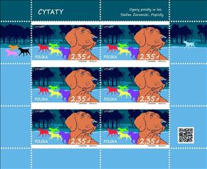 Mini Sheet, "Hounds of have gone at  woods", Poland,  , Authors, Dogs, Books, Literary People (Poets and Writers)