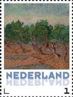 Stamp, Vincent van Gogh: Olive grove, Netherlands,  , Landscapes, Paintings, Art