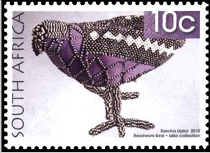 Stamp, Beadwork bird, South Africa,  , Stylized Animals, Birds, Animals (Fauna)