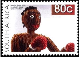 Stamp, Beadwork boxer, South Africa,  , Boxing, Stylized Figures / Persons