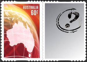Stamp, Red Globe, Australia,  , Globes, Greetings