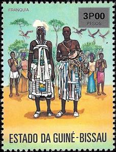 Stamp, Stamp with Surcharge - Masks and Folklore, Guinea-Bissau,  , Folklore, Masks