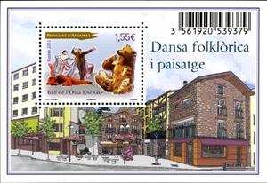 Souvenir Sheet, Bear dance, Encamp, Andorra, French Administration,  , Bears, Townscapes / City Views