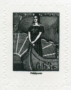Stamp, Marianne in the boat, France,  
