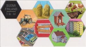 Stamp, The changes in Everyday Finland, Finland,  , Tractors, Agriculture, Bulls and Cows