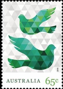Stamp, Green Doves of Peace, Australia,  , Christmas, Peace Doves