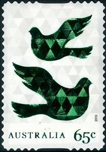 Stamp, Green Doves of Peace, Australia,  , Christmas, Peace Doves
