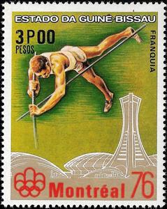Stamp, XII Summer Olympics - Montreal 76, Guinea-Bissau,  , Olympic Games, Pole Vaulting