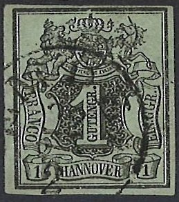 Stamp, Value in shield, German States,  
