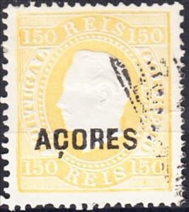 Stamp, King Luis I - Type of 1870, Azores,  