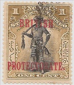 Stamp, Dyak with overprint, North Borneo,  , Folklore