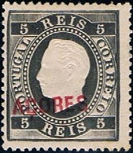 Stamp, King Luis I - Type of 1870, Azores,  