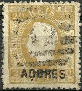 Stamp, King Luis I - Type of 1870, Azores,  