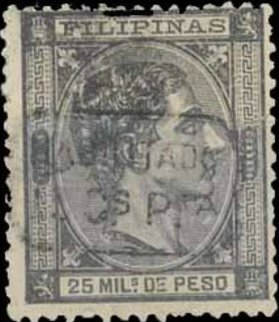 King Alfonso XII. - surcharged in black 12c on 25c
