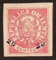 Stamp, Coat of Arms, surcharged, Uruguay,  
