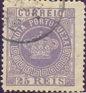 Stamp, Crown, India, Portuguese,  