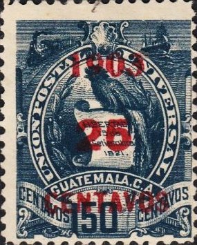 Stamp, Coat of arms with overprint, Guatemala,  , Coats of Arms