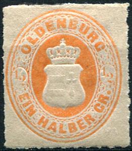 Stamp, Coat of arms in oval, German States,  