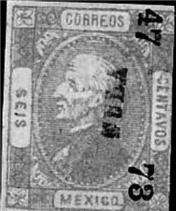 Stamp, Hidalgo,overprint on moire paper, Mexico,  