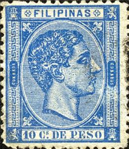 Stamp, Alfonso XII (1857-1885), king of Spain, Philippines,  , Kings