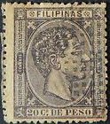 Stamp, Alfonso XII (1857-1885), king of Spain, Philippines,  , Kings