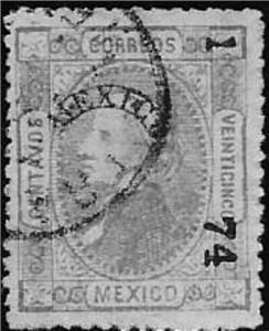 Stamp, Hidalgo,overprint on moire paper, Mexico,  