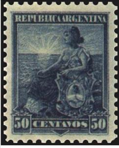Stamp, Allegory, Liberty Seated, Argentina,  