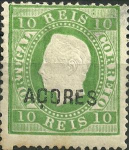 Stamp, King Luis I - Type of 1870, Azores,  