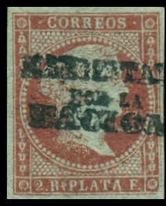 Queen Isabella II. (handstamped: Habilitado por la NACION)