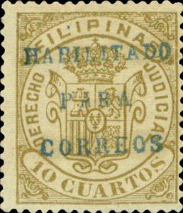 Stamp, Revenue stamp - blue surcharge, Philippines,  , Coats of Arms