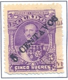 President Juan Flores - Telegraph stamp with diagonal overpr