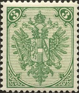 Stamp, Coat of Arms with Numbers, Austrian Occupation of Bosnia and Herzegovina,  