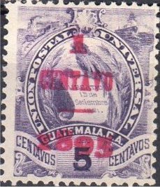 Coat of arms (1871-1968) - overprint 1c on 5c (Red)
