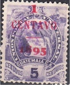 Coat of arms (1871-1968) - overprint 1c on 5c (Red)