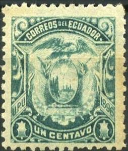 Stamp, Coat of Arms UPU 1896, Ecuador,  