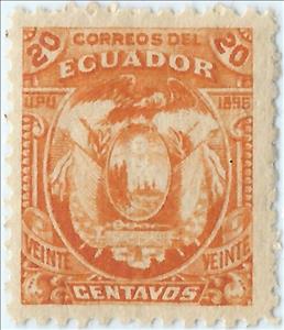 Stamp, New Coat pattern inscription: UPU and the year 1896, Ecuador,  