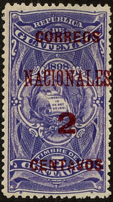 Revenue Stamp surcharged in Carmine 2c on 5c