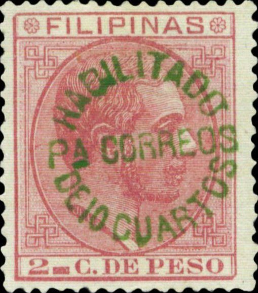 Alfonso XII (1857-1885) - green surcharge