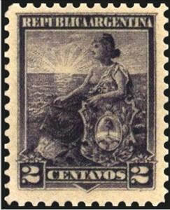 Stamp, Allegory, Liberty Seated, Argentina,  