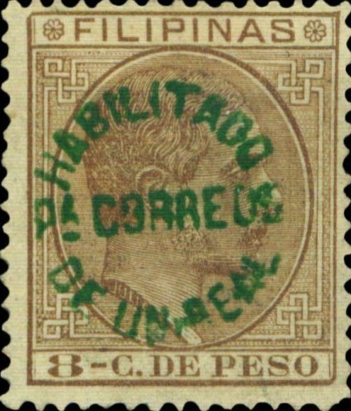 Alfonso XII (1857-1885) - green surcharge