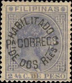 Stamp, Alfonso XII (1857-1885) - black surcharge, Philippines,  , Kings