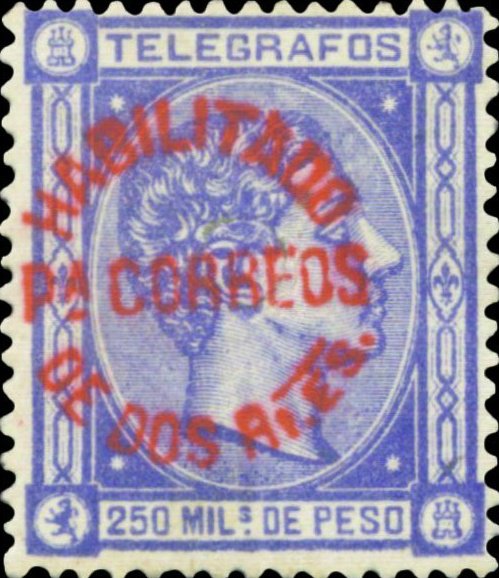 Telegraph stamp - surcharged in red