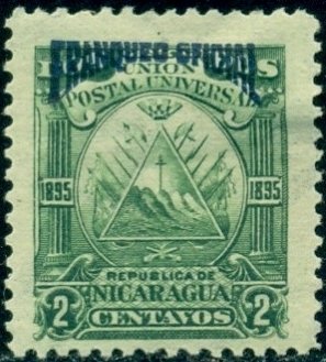 Triangle emblem on the ovoid-blue overprint